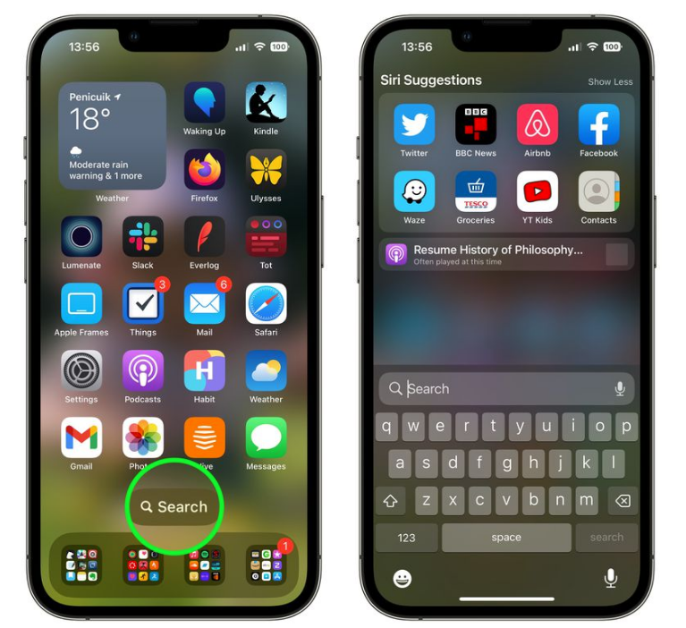 仓山苹果手机维修分享升级到 iOS 16 后，如何删除主屏幕上的搜索按钮 