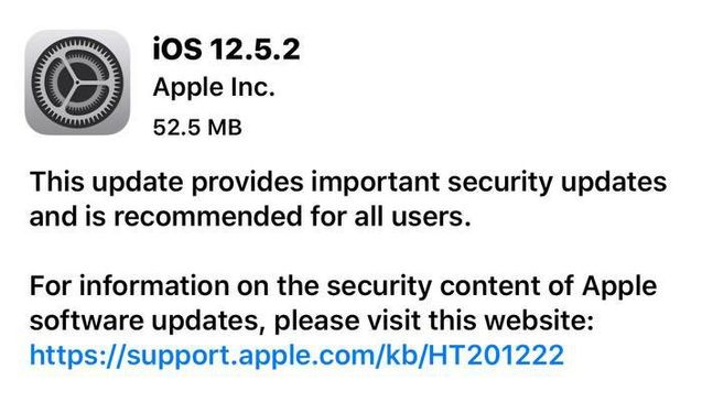 仓山苹果手机维修分享iOS12.5.2发布，建议所有老苹果用户安装 